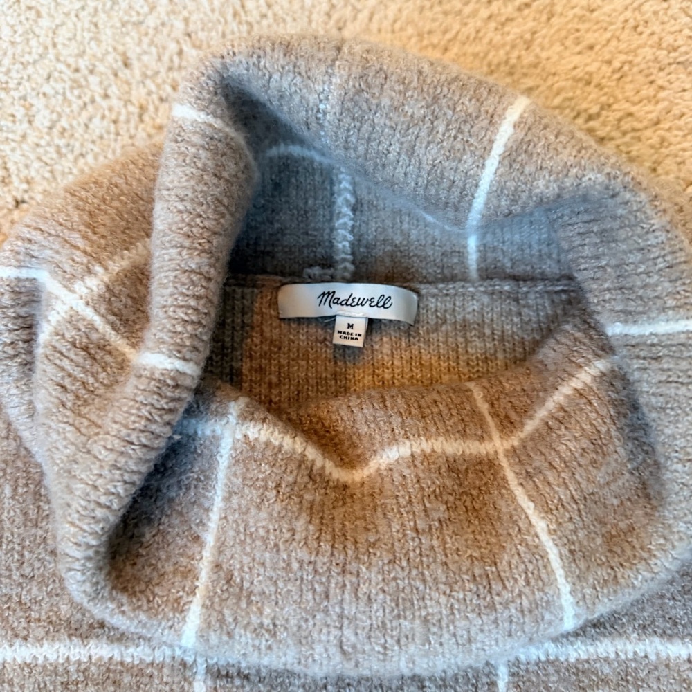 Madewell Windowpane Turtleneck Sweater in Heather Driftwood - Picture 4 of 7